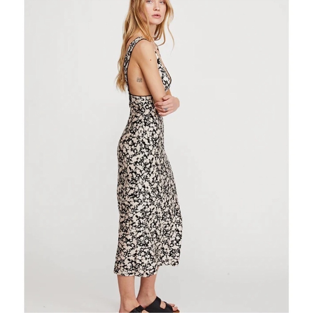 NWT Free People Oh La La Bias Midi Floral Dress Jet Combo size 2 - Picture 2 of 16